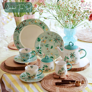 Violet Flamingo จานเซรามิค ชุดน้ำชา ชุด Afternoon Tea รุ่น C…