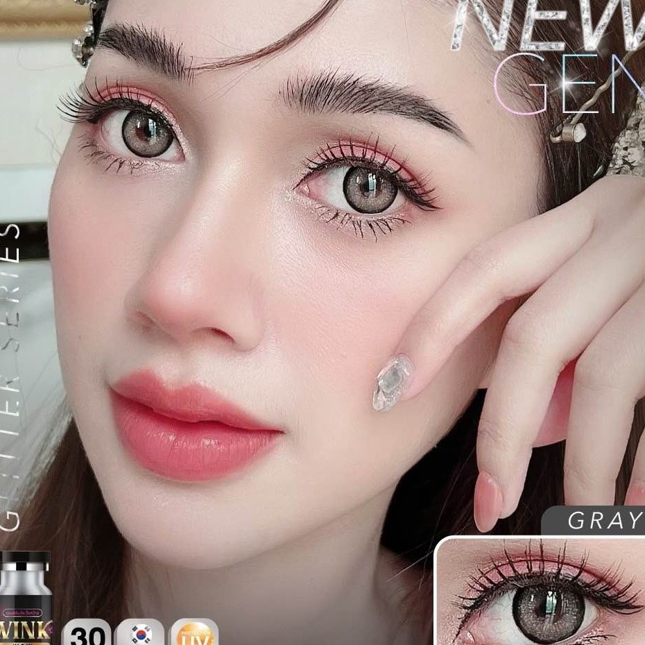 New Gen Gray เลนส์กลิตเตอร์ วิ้งค์ๆ สวยจึ้งใจ ขนาด 14.5 ค่าอมน้ำ 46% Wink wow คอนแทคเลนส์