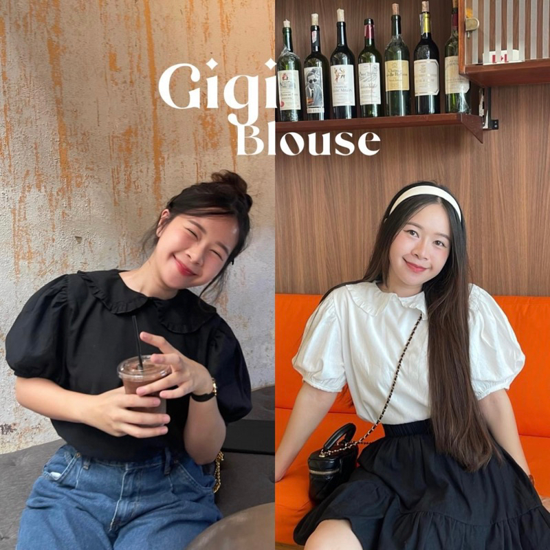 Gigi blouse เสื้อเบลาส์แขนตุ๊กตาแต่งคอบัว