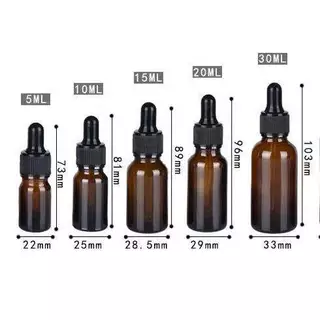 (แพ็ค 10ชุด) ขวดแก้ว สีชา หัวบีบสีดำ ขวดดรอปเปอร์ ขวดแบ่ง ขวดเซรั่ม 5, 10, 15, 20, 30, 50,100 ml