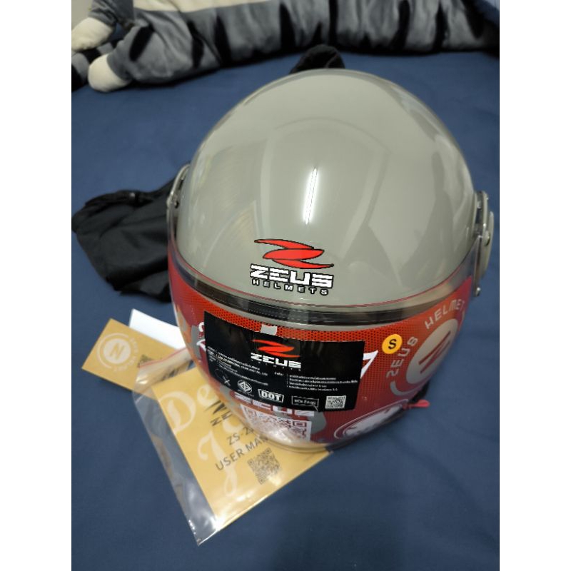 หมวกกันน็อค ZEUS ZS-217 Zeus Helmet หมวกกันน็อคครึ่งใบสไตล์วินเทจ สีเทาออดี้ Size S