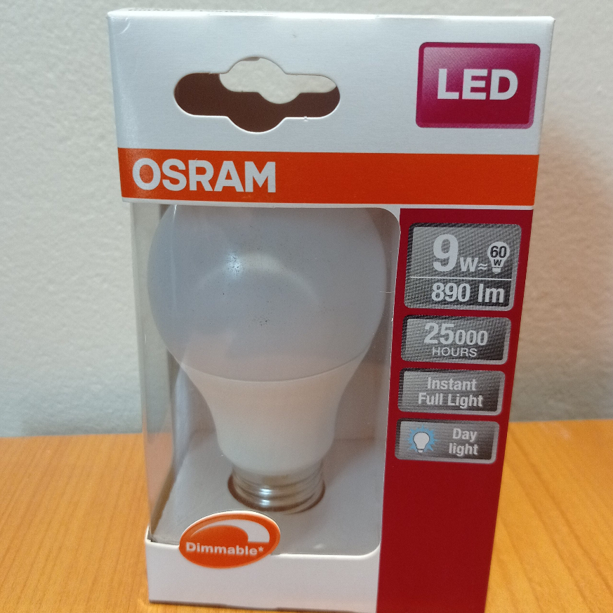 OSRAM LED หรีแสงได้ 9W 6500K แสงขาว E27 (DIM)