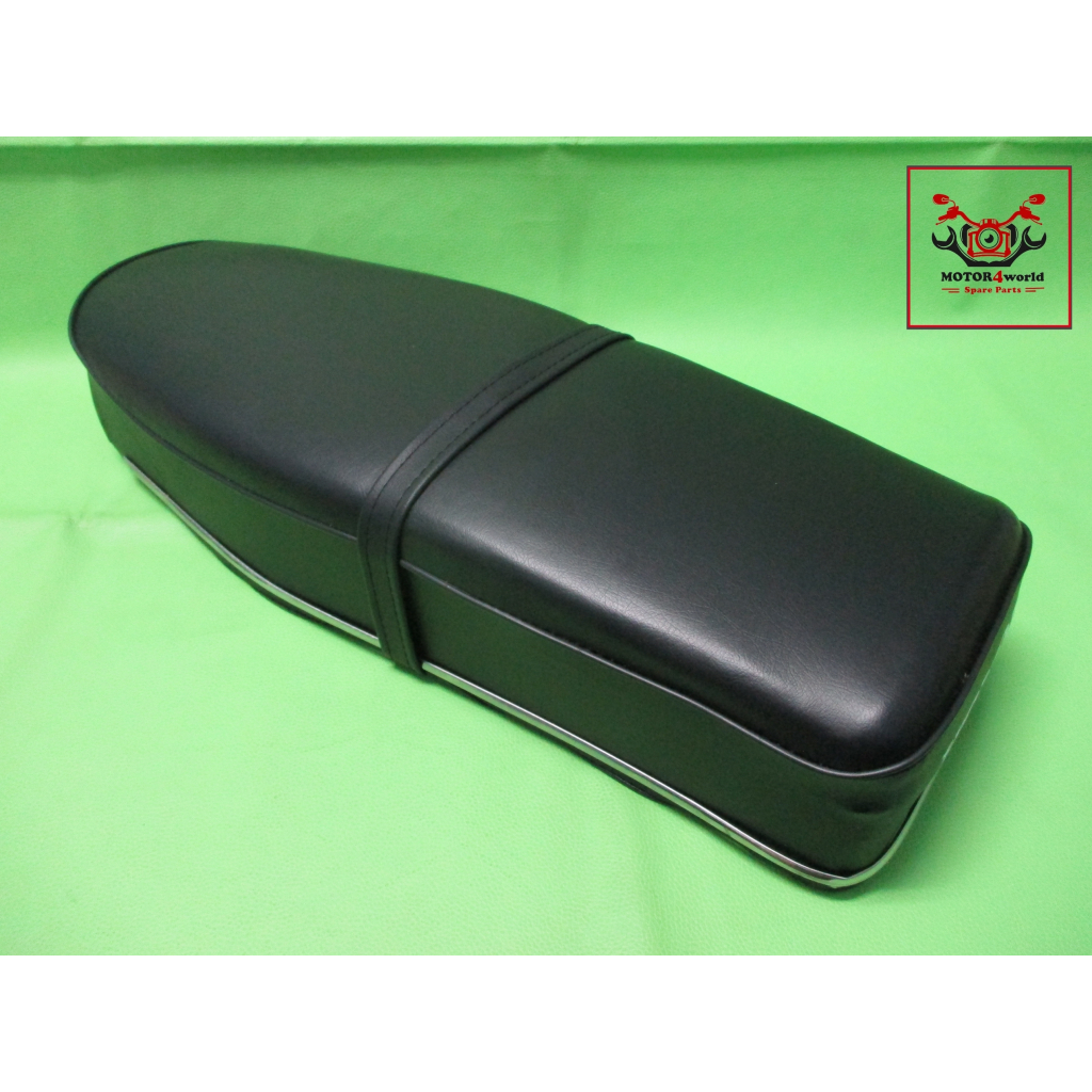 HONDA C92 C95 - "BLACK" DOUBLE SEAT ASSY with CHROME TRIM // เบาะ  สีดำ มีสกรีน มีคิ้วโครเมี่ยม