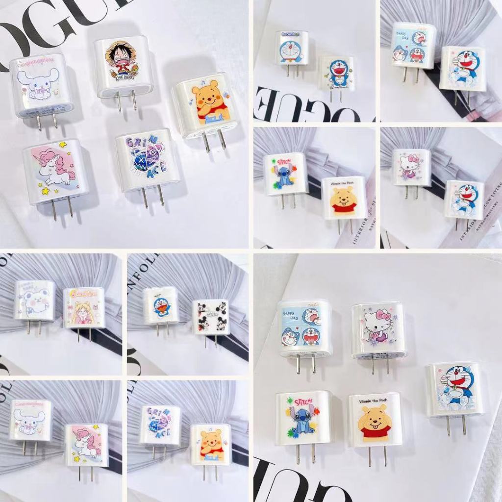 เคสหัวชาร์จ แบบใส ลายการ์ตูน พร้อมส่งจากไทย 20W 18W อแดปเตอร์ ชุดแต่งสาย สายเกลียว 1.6cm