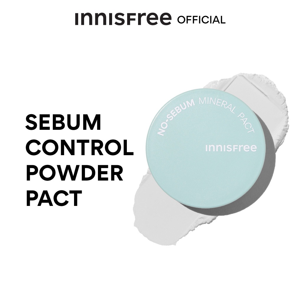 [แป้งอัดแข็งคุมมัน] Innisfree No sebum mineral pact powder(8.5g) อินนิสฟรี แป้งฝุ่นอัดแข็งโปร่งแสง ไม่กวนเมคอัป