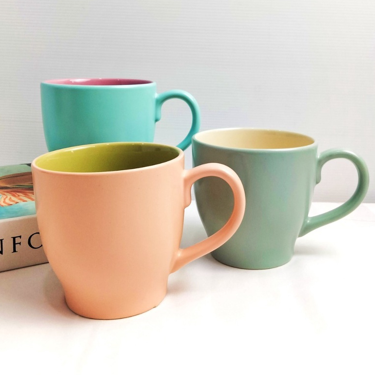 แก้วเซรามิค แก้วน้ำ น่ารัก 450-550ml. mug สีพาสเทล มินิมอล เข้าไมโครเวฟได้