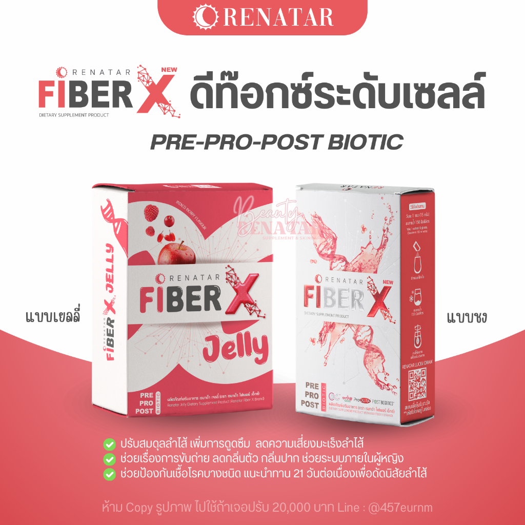 [พร้อมส่ง ]FiberX เรนาต้าไฟเบอร์เอ็กซ์ ดีท๊อกซ์ระดับเซลล์ Pre-Pro-Post Biotic ไฟเบอร์ Fiber Jelly