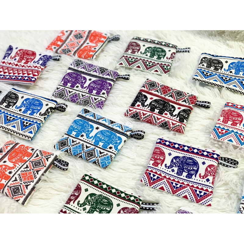 🇹🇭🦣กระเป๋าใส่เหรียญ(คละสีลายช้าง) ของชําร่วยไทยๆ ผ้าแคนวาส ของชำร่วย ของแจก ของแถม ของขวัญ ของแถมจีบลูกค้า