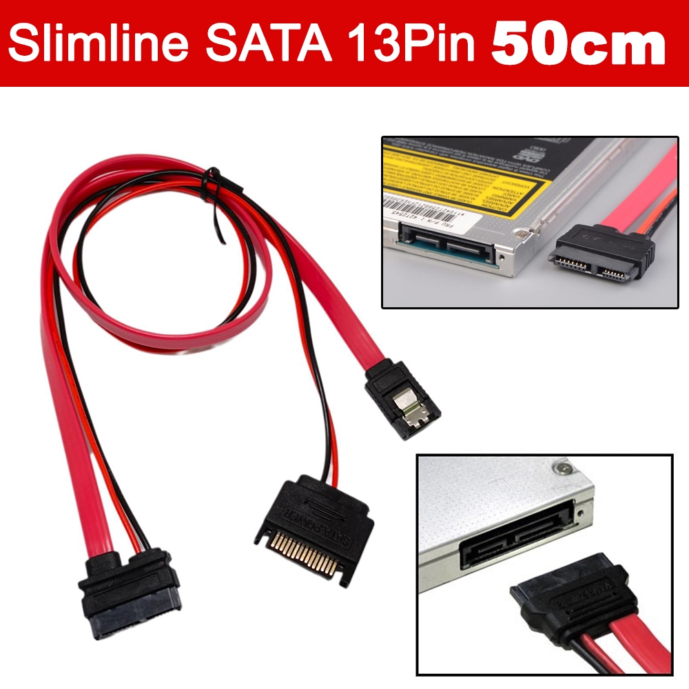 Slimline SATA Power Cables Slim SATA 13 Pin(7P+6P) To 7pin SATA data + Power Cable For SATA Slimline Port 50cm