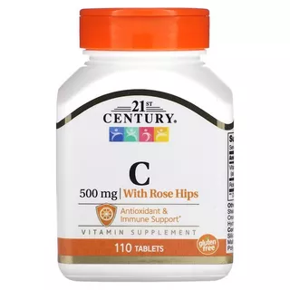วิตามิน ซี 21st Century Vitamin C with Rose Hips, 500 mg, 110 Tablets เสริมภูมิต้านทาน