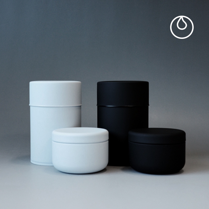 Tea Caddy - Matte Black / White Metal