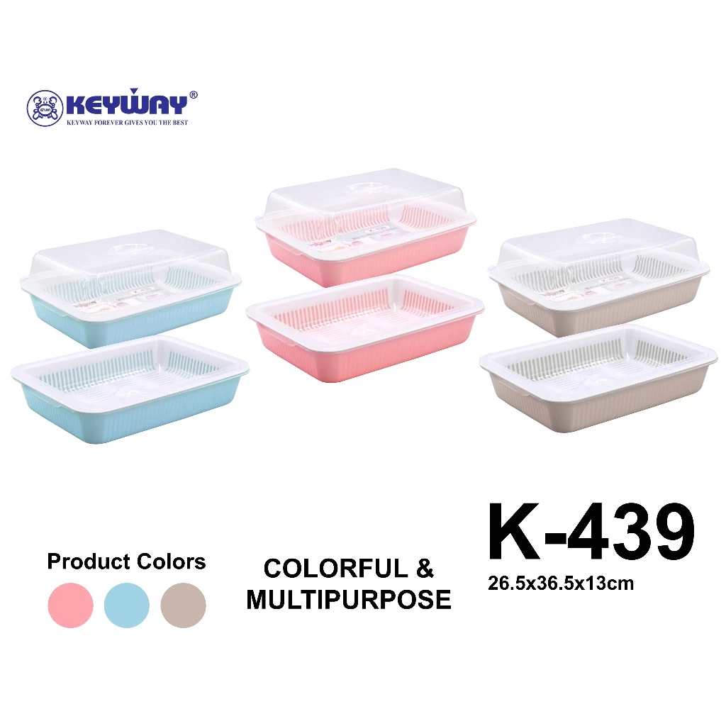 Keyway K-439 ที่คว่ำแก้วพร้อมฝา , วางช้อน , ใส่ผักผลไม้ได้ หรือ สามารถเป็นตระกร้าล้างผักพร้อมถาดรองได้...สีใหม่