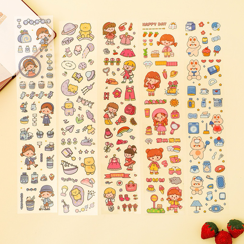 สติ๊กเกอร์ ฟุต ยาว 40x8 cm 1 แผ่น น่ารัก คละให้กว่า 20 แบบ pvc สติกเกอร์ ตกแต่ง diy ไดคัท อินเทรนด์ 