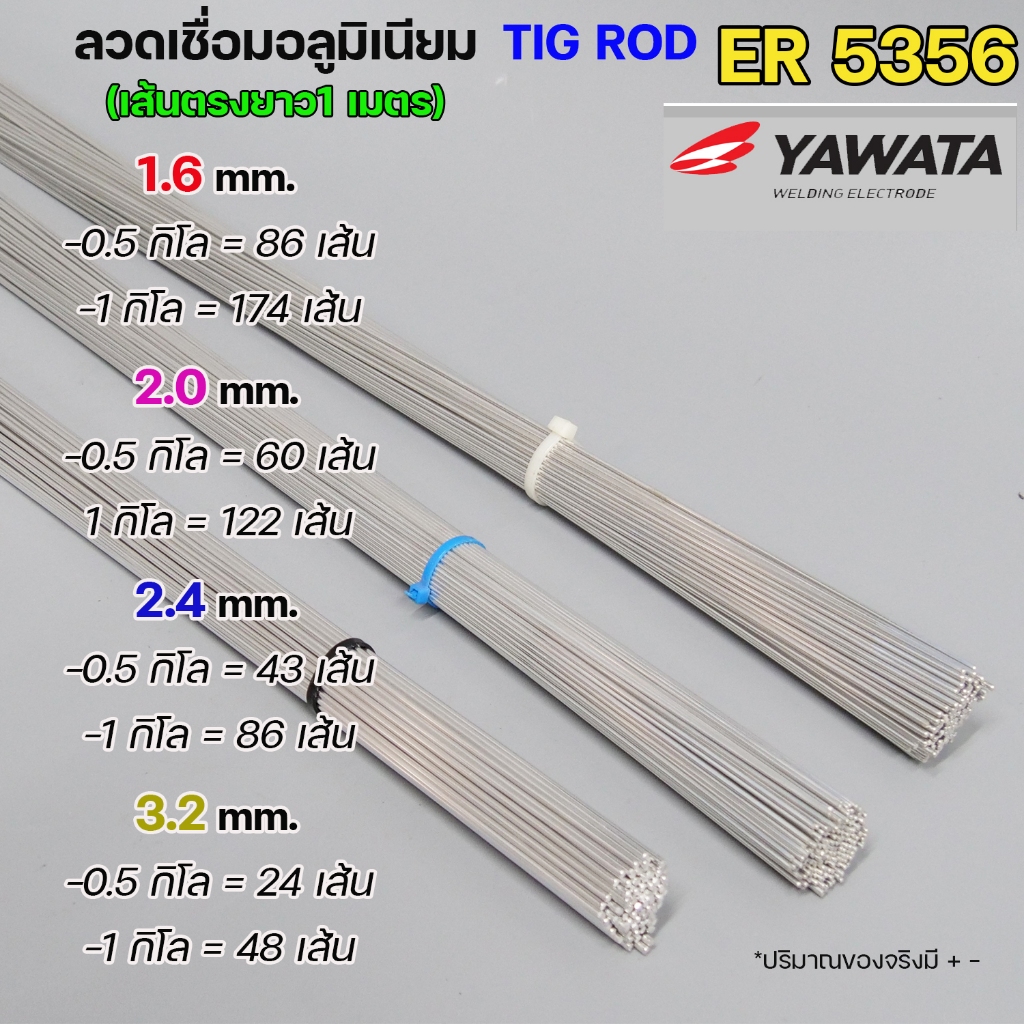 ลวดเชื่อม อลูมิเนียม TIG ROD ลวดเติม มิเนียม เกรด 5356 ขนาด 1.6,2.0,2.4 (แบ่งขาย) แพคละ 0.5กิโล และ1กิโล