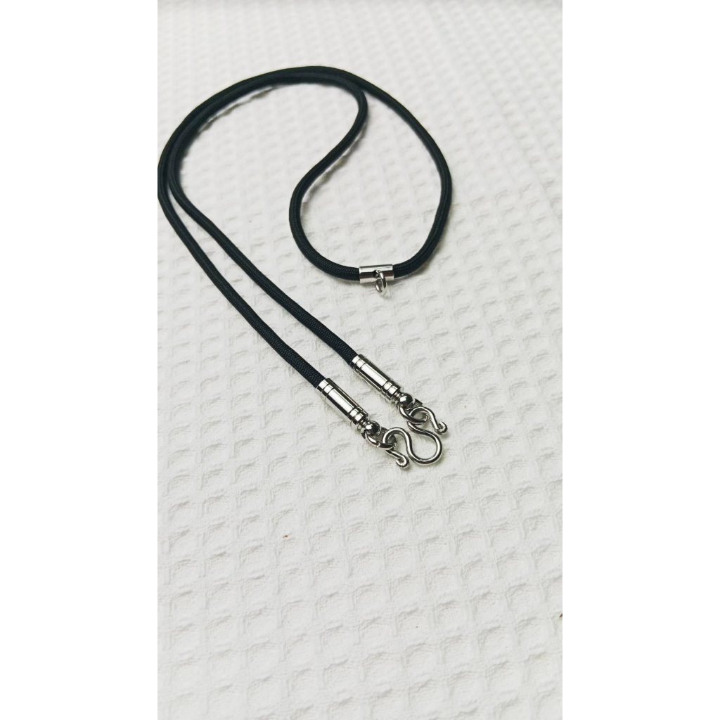 R18.3 สร้อยเชือกปลายหุ้มสแตนเลสตอกหมุด หนา 3 มิล 2ห่วง(หน้า1หลัง1) ยาว 20",22",24",26",28"