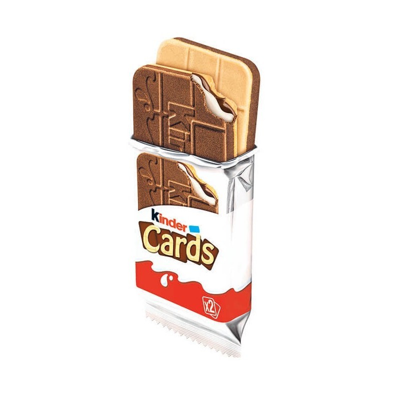 Kinder cards คินเดอร์เวเฟอร์อบกรอบสอดไส้ ช๊อคโกแลตนม 25.6g