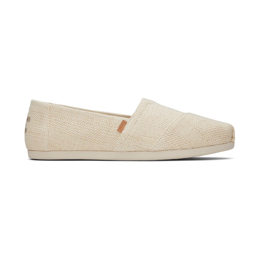 TOMS รองเท้าลำลองผู้หญิง สลิปออน รุ่น Alpargata Natural Undyed Metallic Linen Stripe (CG) รองเท้าลิขสิทธิ์แท้