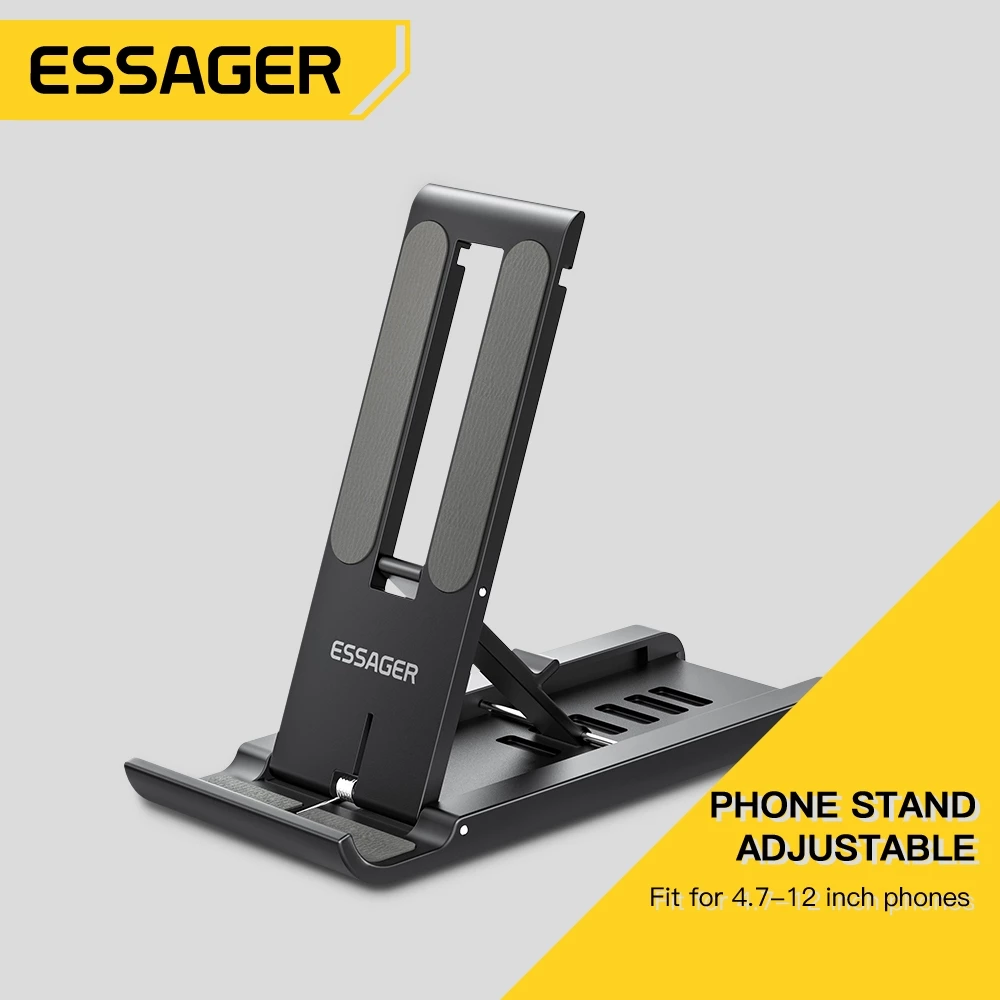 Essager ขาตั้งโทรศัพท์มือถือขนาดเล็กแบบพกพาที่วางโทรศัพท์พับได้สำหรับแผ่นรองโทรศัพท์ที่ยึดตั้งโต๊ะขาตั้งพกพา