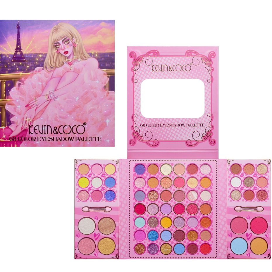 พร้อมส่งจากไทย พาเลตต์อายแชโดว์ KEVIN & COCO 68 COLOR EYESHADOW PALETTE