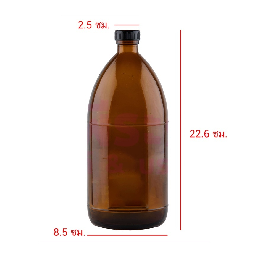 ขวดแก้วสีชา 1000 ml. ฝาพร้อมจุกใน ใบละ 60 บาท