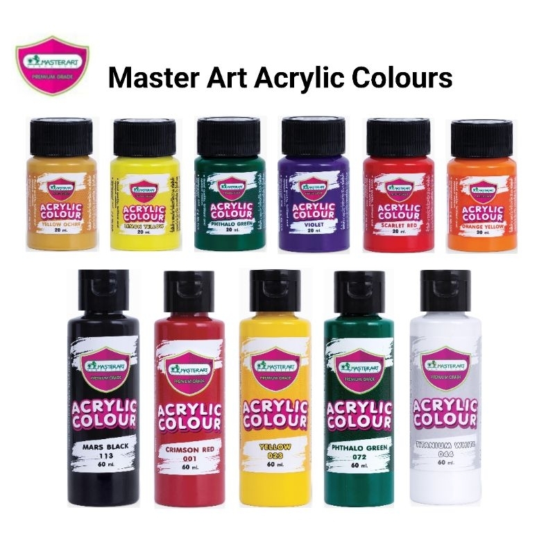 Master Art สีอะคริลิค Acrylic Colours ขนาด 20มล. และ 60มล. (ราคาต่อ 1 ขวด)