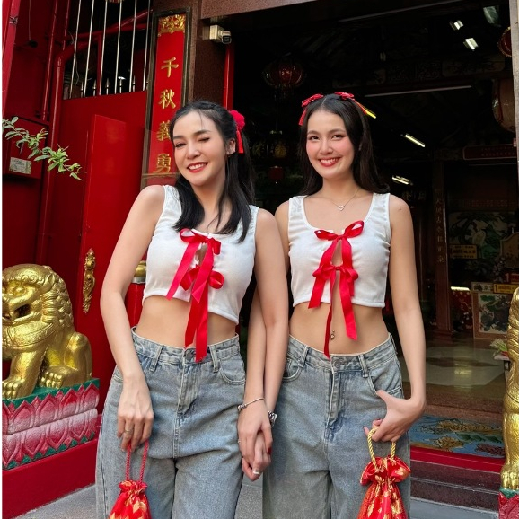 Bowwie Crop เสื้อกล้ามผูกโบว์ (6005)