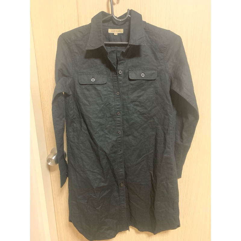 เสื้อเชิ้ตสีดำลินิน Uniqlo แท้100%