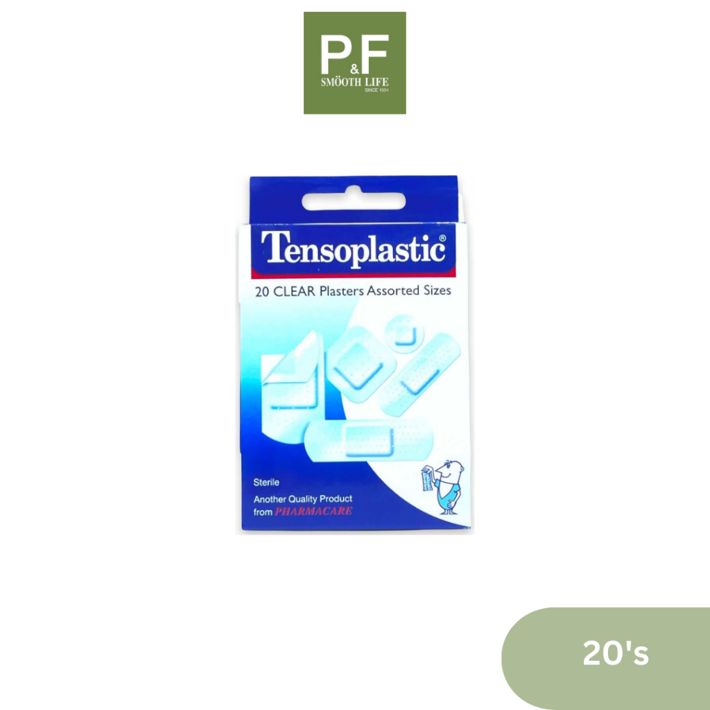 Tensoplast Clear Assort ไทเกอร์พล๊าส พลาสเตอร์ยาแบบใส 5 ขนาด 1กล่อง/20 ชิ้น