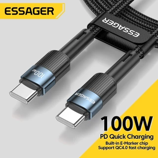 Essager PD 100W Type C To C สายสายชาร์จสายชาร์จเร็วสำหรับโทรศัพท์ Xiaomi Samsung
