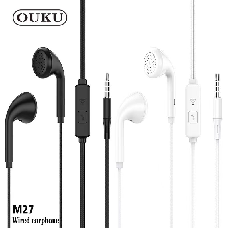 OUKU M27/M28  หูฟังอินเอียร์ มีสาย Aux3.5mm Wired earphone หูฟังดิจิตอลแบบมีสายพร้อมไมโครโฟน มีตัวกั