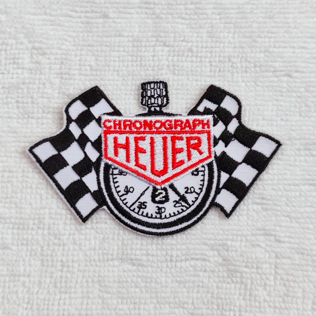 อาร์ม ตัวรีด ตัวรีดติดเสื้อ อาร์มติดเสื้อ ลาย โลโก้ TAG Heuer Patch นาฬิกา แท็ค ฮอยเออร์ สติ๊กเกอร์ badge ตกแต่งเสื้อผ้า