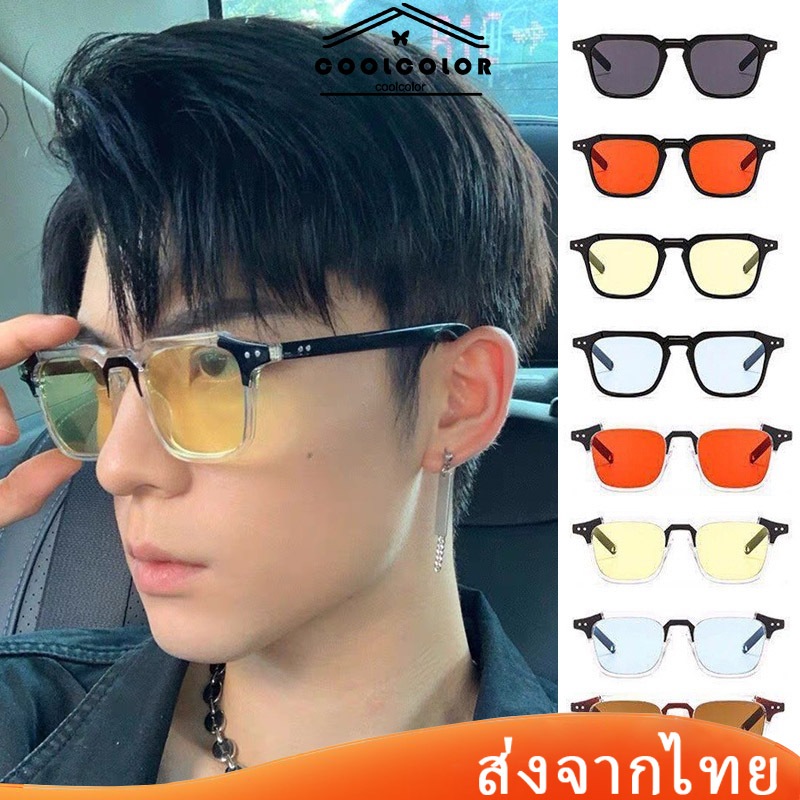 ในไทย💖แว่นตากันแดดUV400 ทรงสี่เหลี่ยมผืนผ้าสไตล์วินเทจสําหรับผู้หญิงและผู้ชายใหม่สไตล์เกาหลีแฟชั่น.COD