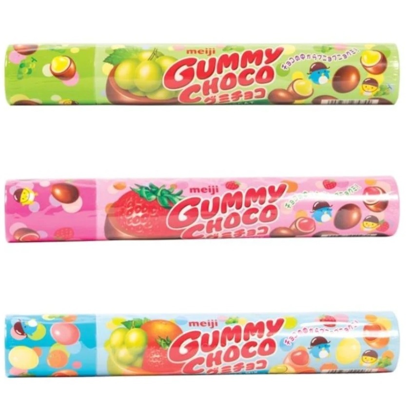 ช็อกโกเเลตสอดไส้รสผลไม้ (ตราเมจิ) Gummy Chocolate Filled with Fruit Flavor (meiji) 50 กรัม