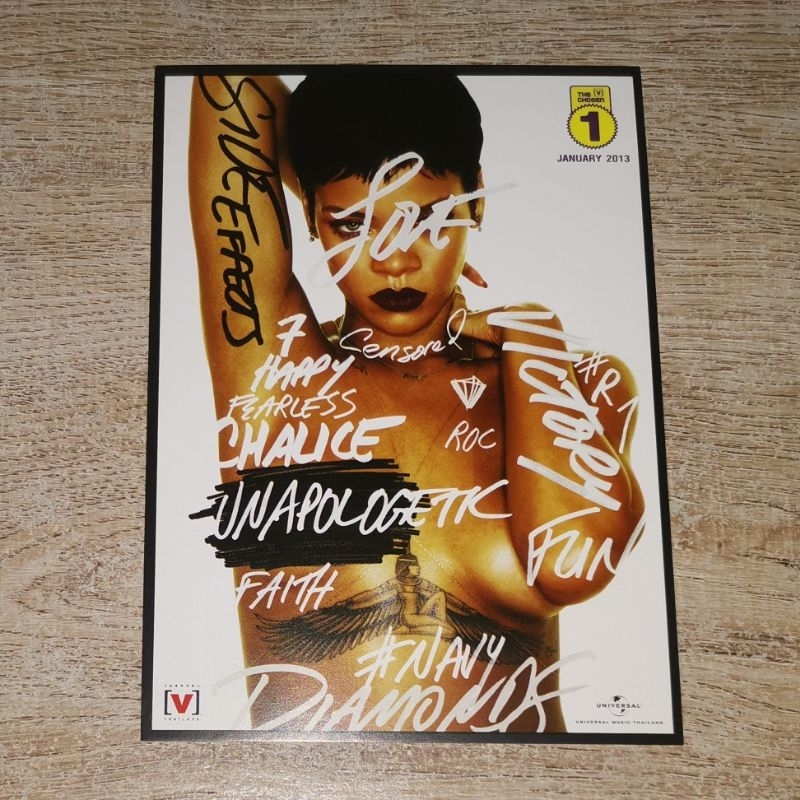 Rihanna โปสการ์ด Promo Postcard Unapologetic Channel [V] / Not CD ไม่ใช่ ซีดี