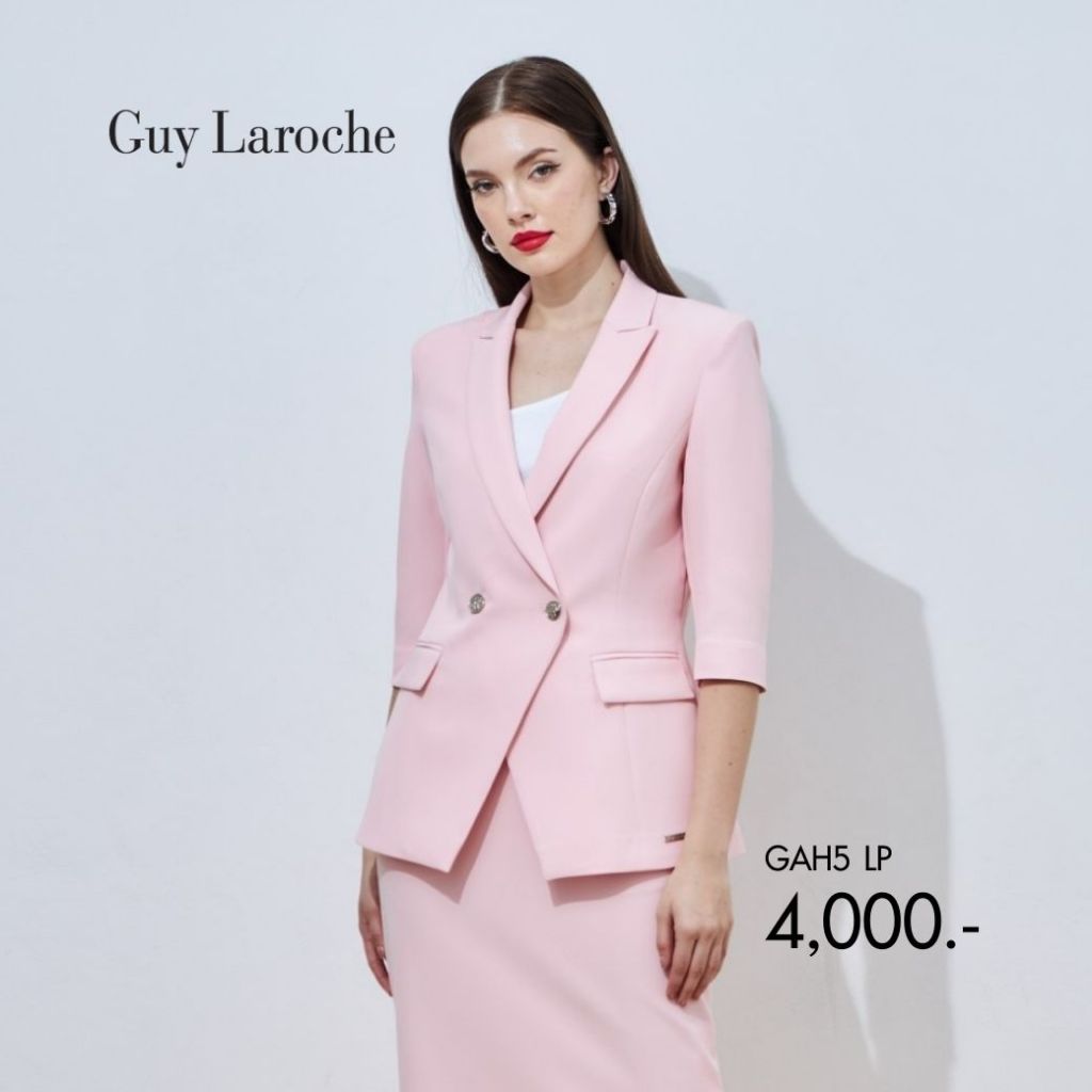 Guy Laroche แจ็คเก็ตทำงานผู้หญิง คิง สูทติ้ง ทรงเข้ารูป สีชมพูอ่อน (GAH5LP)