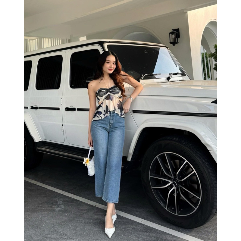 HUNG JEANS รุ่นJamilly Jeans (HJ39) ยีนส์กระบอกใหญ่ผ้า Cotton แท้ 100% เน้นเก็บพุง