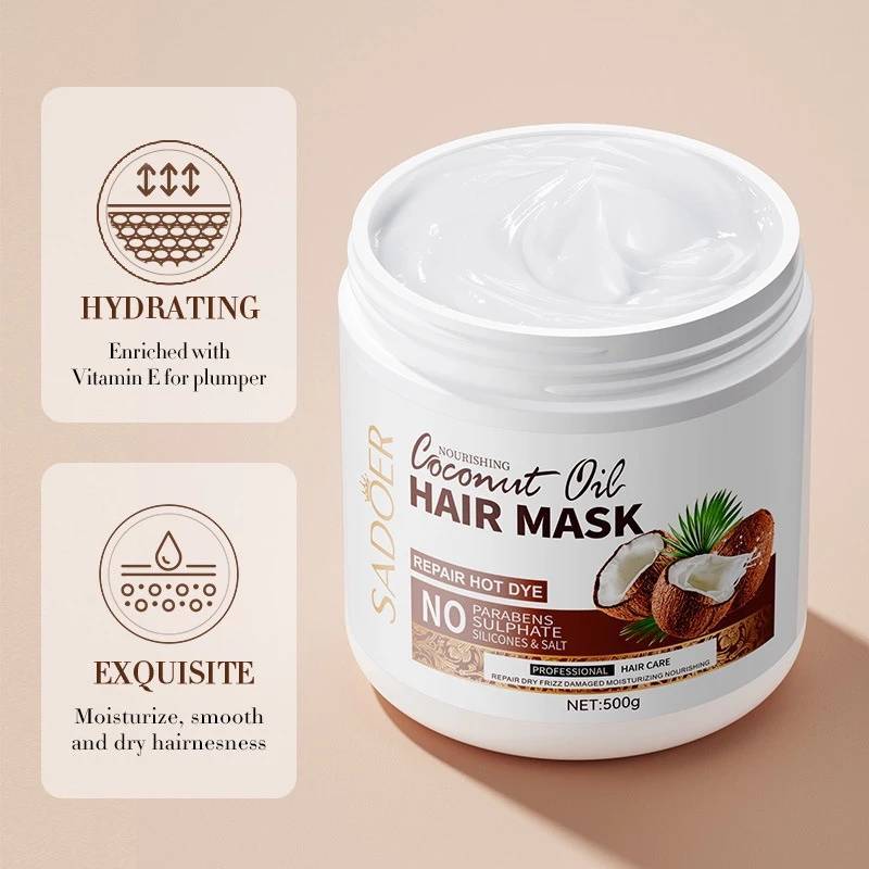 SADOER Coconut Oil HAIR MASK ครีมหมักผม บำรุงผมด้วยน้ำมันมะพร้าว 500g.