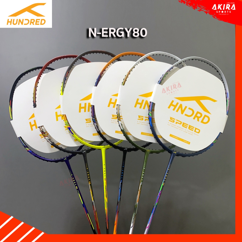 ไม้แบดมินตัน Hundred รุ่นN-ERGY 80 แถมเอ็น กริป ซอง พร้อมใบประกัน