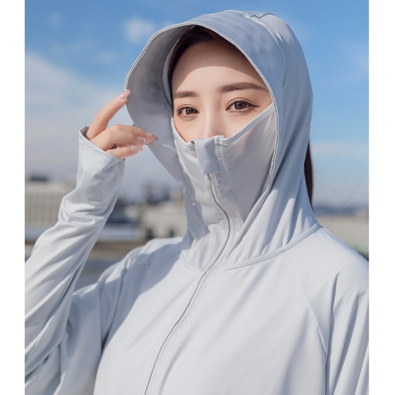 {ร้านคนไทย}เสื้อกันแดด UV เบา เย็น ใส่สบาย ชุดเดียวปิดทั้งตัว ชุดกันแดด เสื้อกันยูวี พร้อมฮู้ดหมวกกันแดด แขนยาว