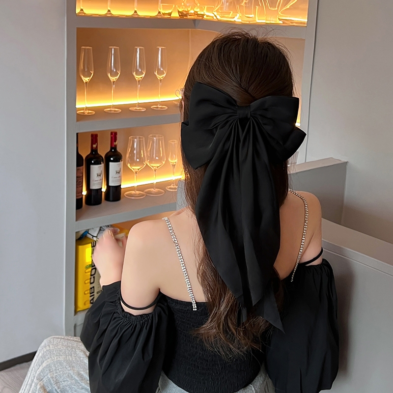โบว์ติดผมสวยๆ โบว์ผูกผม ผ้าไหม โบว์ติดผมสไตล์เกาหลี เครื่องประดับผม สำหรับผู้หญิงFashionable big bow tie hairpin child h