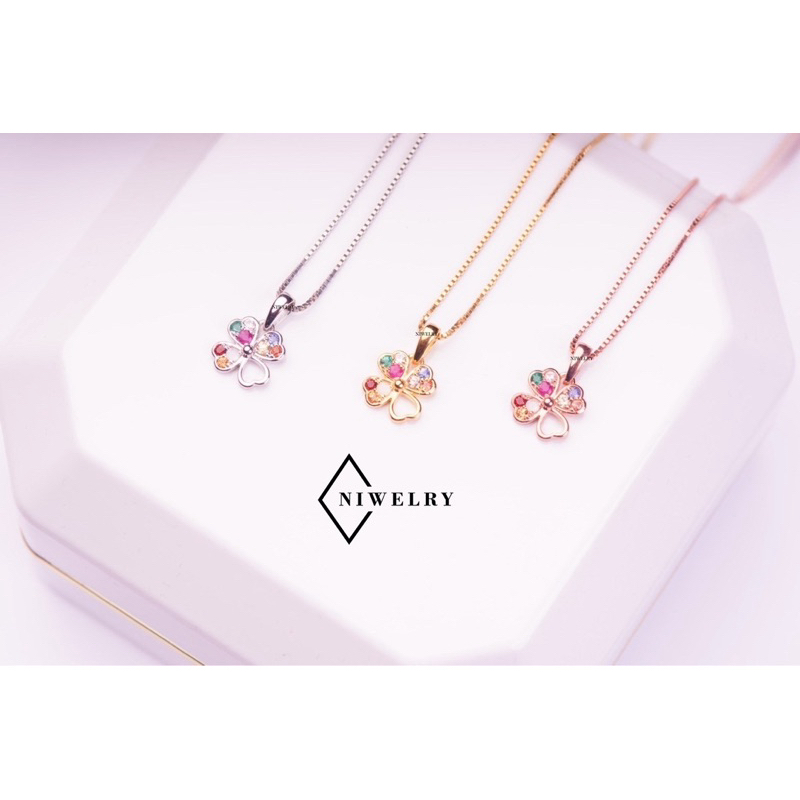 NEW!!จี้เงินแท้ รุ่น Lucky Clover พลอยนพเก้าแท้ตรงตามตำรา ใบโคลเวอร์ Clover พร้อมใบรับประกัน ของขวัญให้แฟน