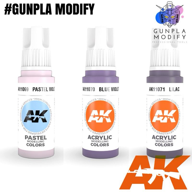 AK Interactive 3G สีอะคริลิคสูตรน้ำ 17 ml Pastel Violet, Blue Violet, Lilac