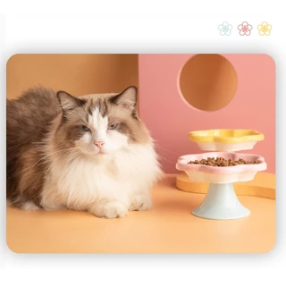 🐱 ชามอาหารแมวเซรามิค ป้องกันการพลิกคว่ํา ชามอาหารสัตว์เลี้ยง น่ารักมาก สุนัข แมว อุปกรณ์ให้อาหารสัตว์ ชามสัตว์เลี้ยง