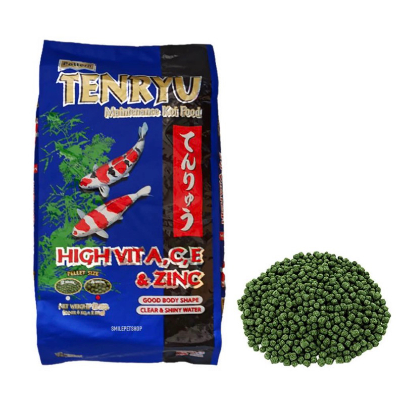 Tenryu Maintenance เท็นริวน้ำเงิน อาหารปลาคาร์ฟ สูตรเมนเทอแน้นซ์ เม็ด 2 ม.ม. , 4 ม.ม. ขนาด  12 Kg.