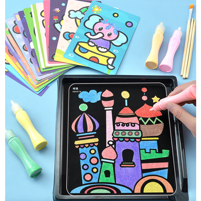 ระบายสีทราย วาดรูปด้วยทราย กระดาษโรยทราย ภาพวาดโรยทราย Sand Painting ของเล่นเสริมพัฒนาการ ศิลปะ DIY ของเล่น art toy
