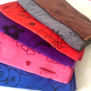 ผ้าเช็ดผมนาโนลายการ์ตูน สีเข้ม (ยกโหล12ผืน) ขนาด 35x75cm