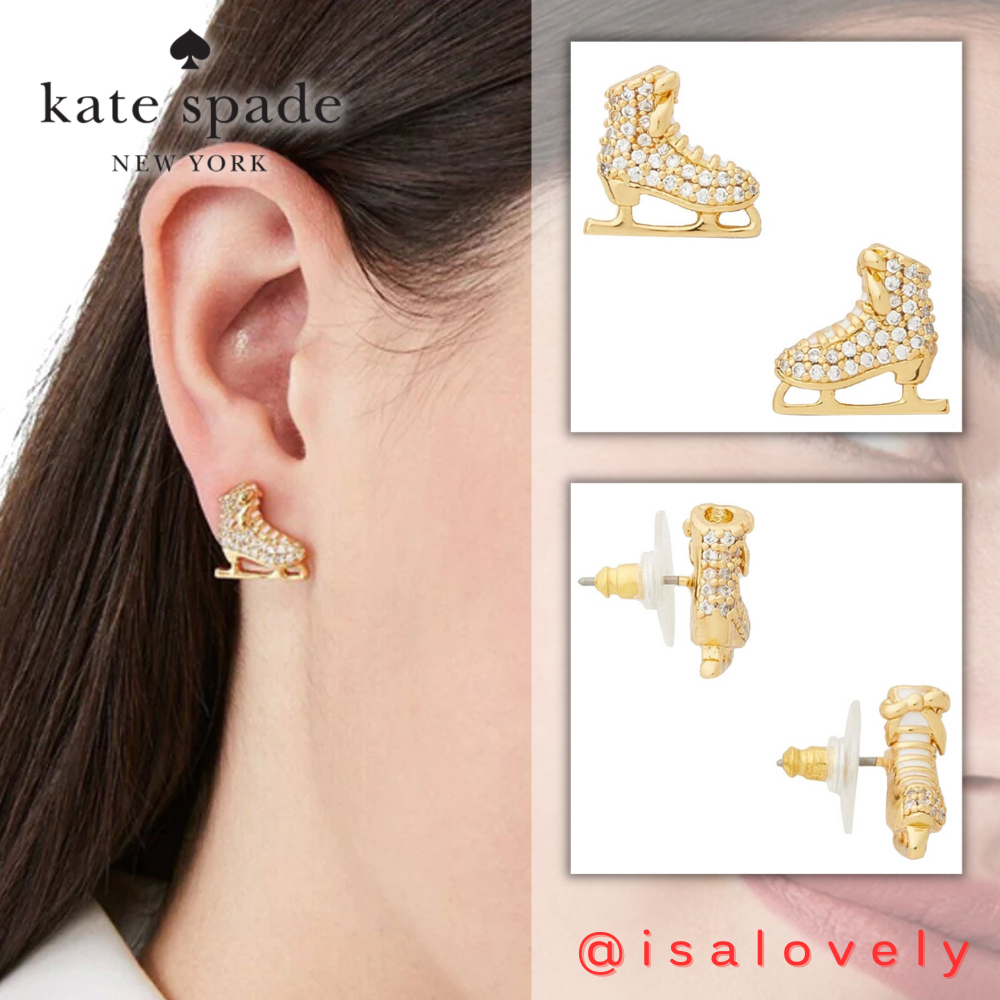📌Isa Lovely Shop📌  ต่างหู Kate spade KA215 Snow Day Ice Skate Stud Earrings