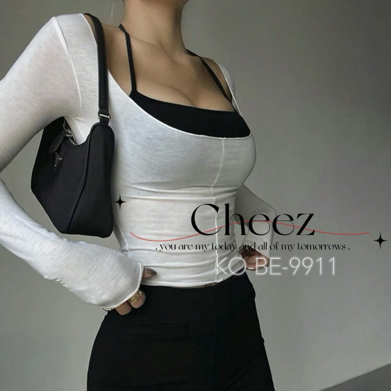 Cheez พร้อมส่งจากไทย เสื้อสองชั้นแขนยาว