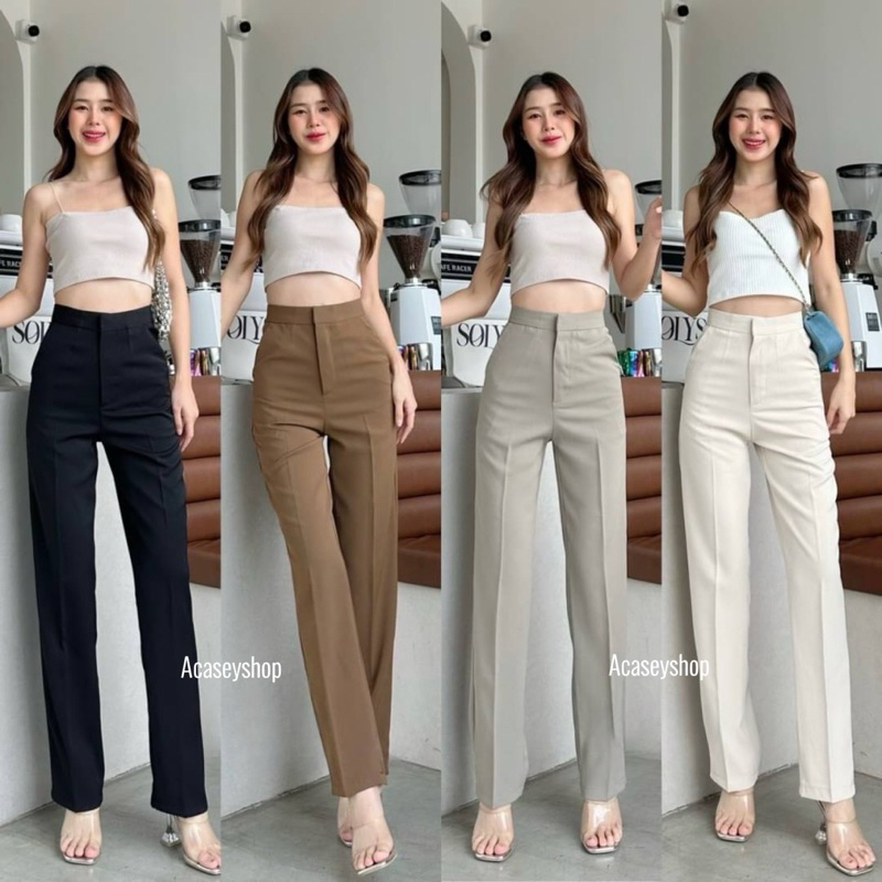 Acasey กางเกงขายาวผู้หญิง ทรงกระบอกเล็ก รุ่น zara pants (ผ้าลิลลี่พรีเมียร์) ยาว 41 สวยม๊าก
