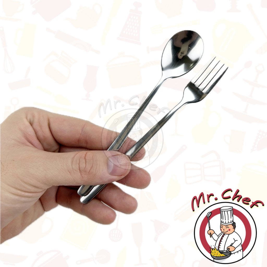 Mr.Chef [พร้อมส่ง] ช้อนกาแฟ ชา เกาหลี สแตนเลส ส้อมผลไม้ เค้ก สีเงิน ดำ ทอง ทองแดง รุ้ง ยาว 14 cm